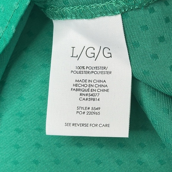 CAbi Sleeveless Lush Blouse #5549 Halter Green Polka Swiss Dot Top Size L - Picture 9 of 12